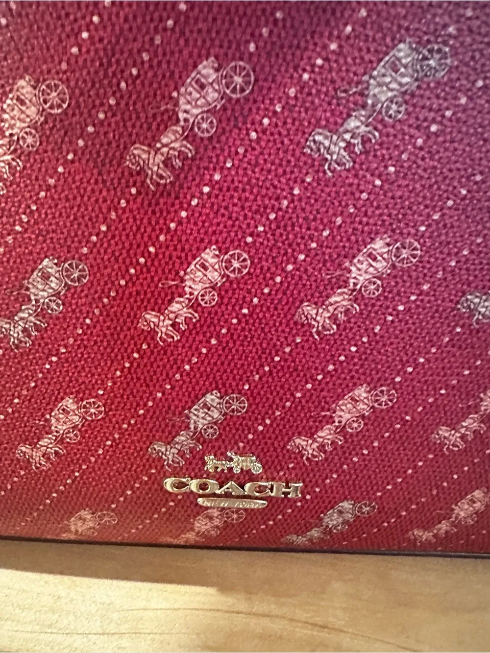 Coach Red Signature Monogram Tote with Gold Logo